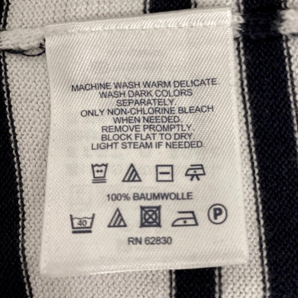 Lands' End navy & white striped v-neck pullover sweater. Women's size L (14-16) - Picture 6 of 6